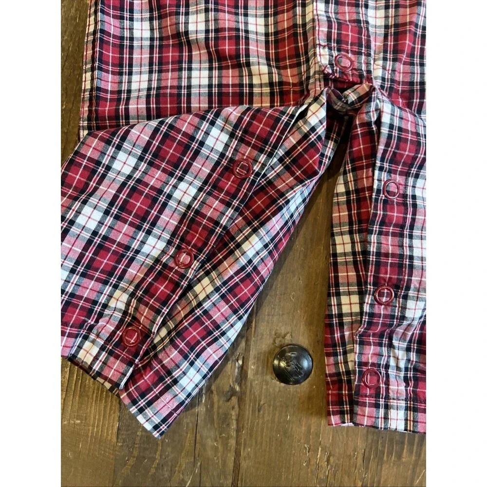 Gymboree Baby Boy 6-12 Months Red Plaid Button Down One Peice Romper With Snaps